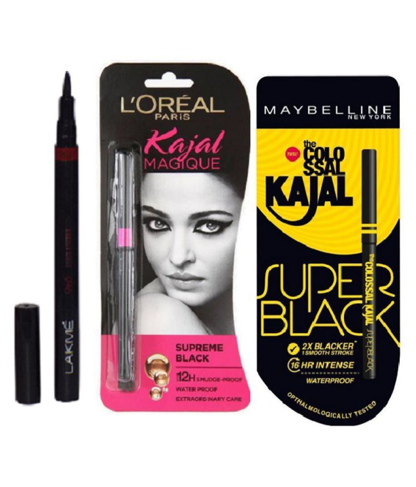 Lakme 9 To 5 Pen EyeLiner,Supreme Black&Colossal Kajal Eyes gm: Buy