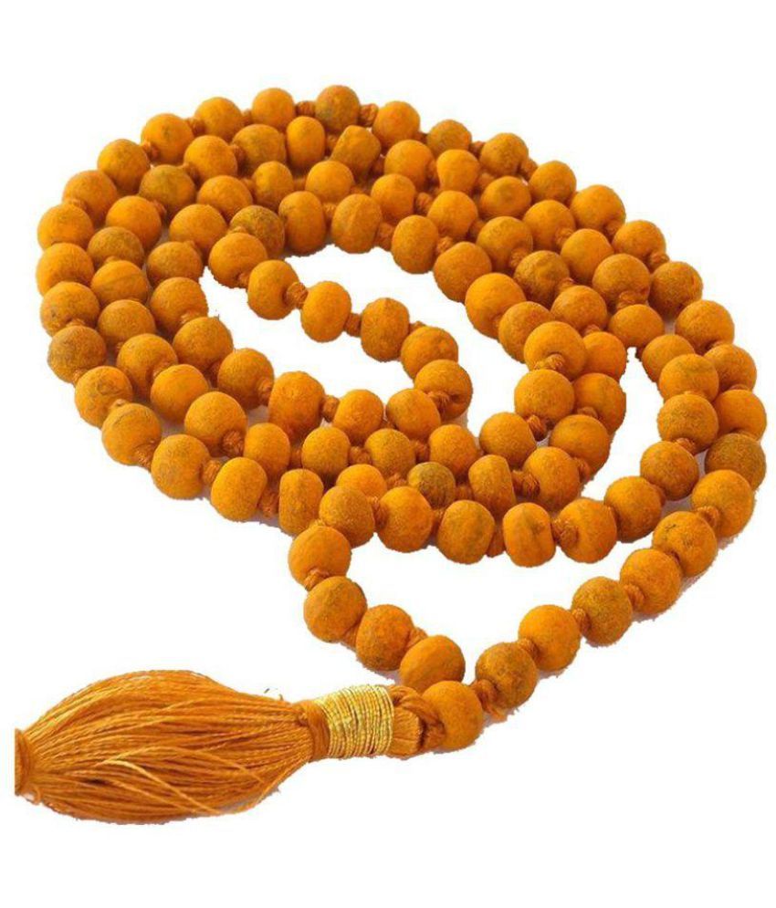     			vastughar Yellow Wooden Haldi Turmeric Mala