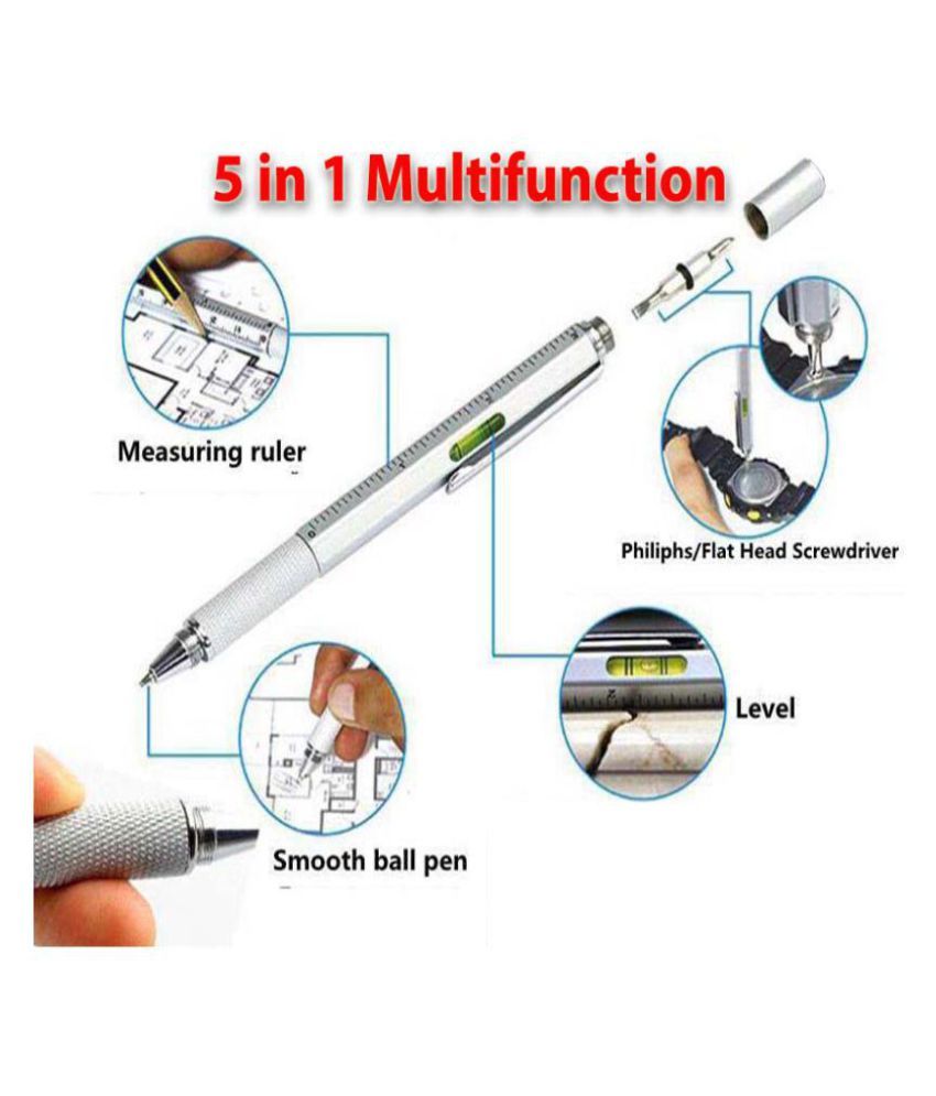 Bluday 5 in 1 Multipurpose Pen Includes Screwdriver, Scale or Inches