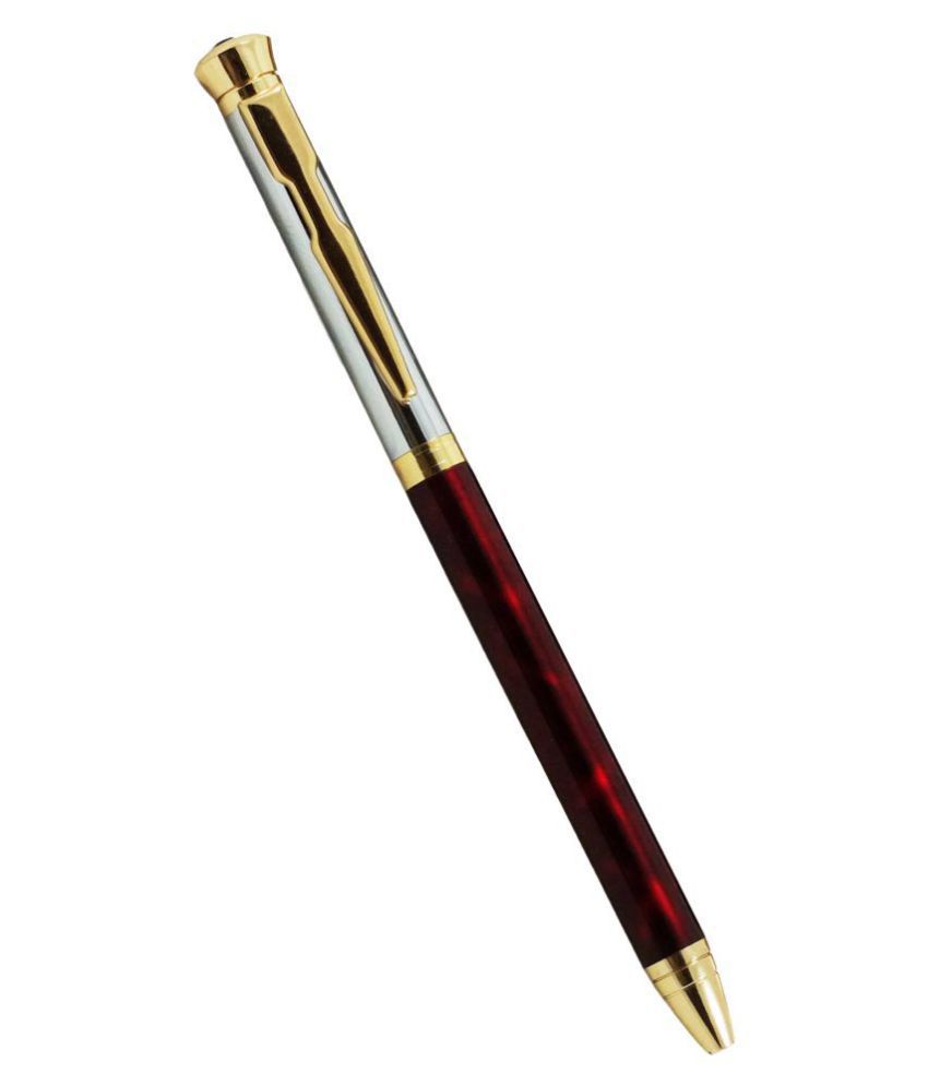     			auteur Slim Body Stylish Ball Pen With Red Stone Mounted on Cap, German Ink Technology for Smooth and Crisp Writing