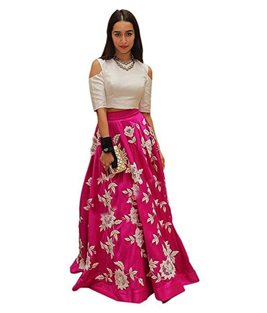     			brahmani fashion Red and Pink Banarasi Silk A-line Semi Stitched Lehenga