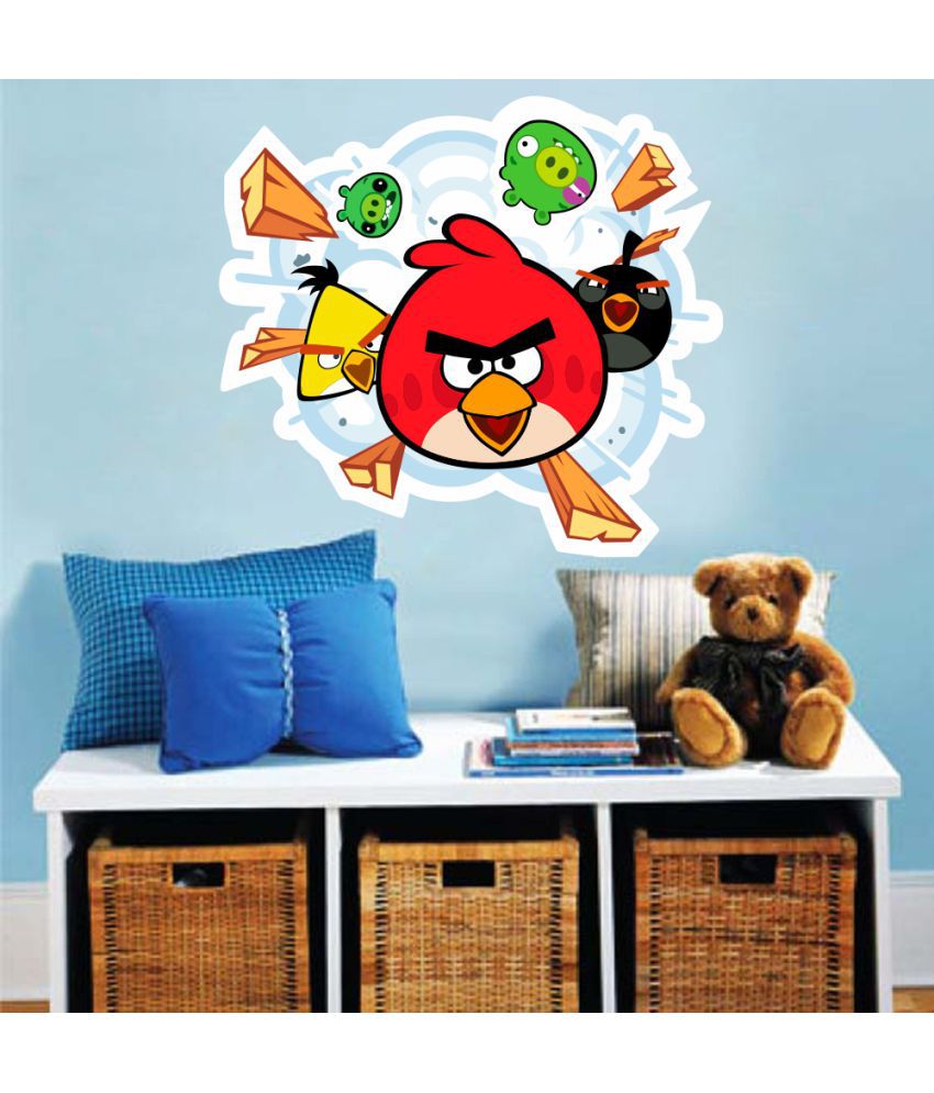     			Decor Villa Angry birds scared PVC Multicolour Wall Sticker - Pack of 1