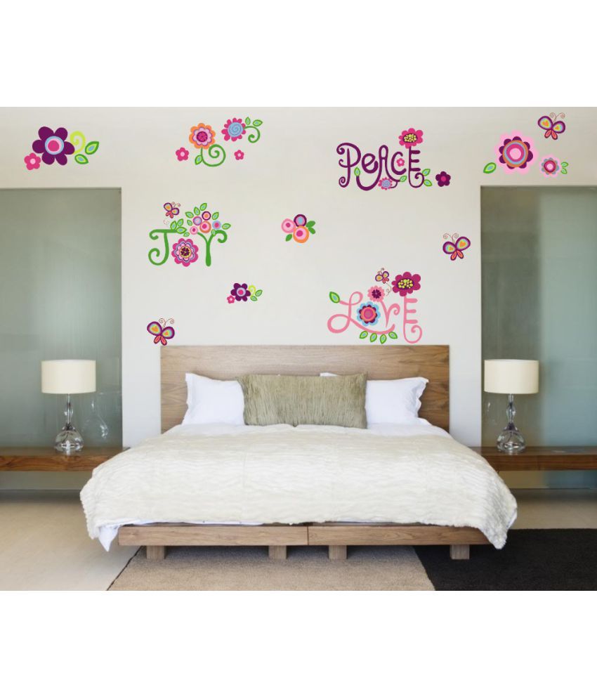     			Decor Villa Peace joy love PVC Multicolour Wall Sticker - Pack of 1