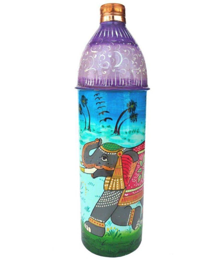 Rastogi Handicrafts Kupferwasserflasche – 950 Ml, Mit Schraubdeckel & Silikondichtung, Auslaufsicher