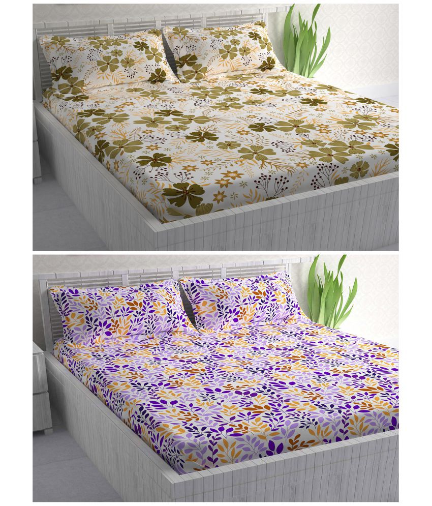     			Divine Casa Cotton Buy 1 Get 1 Double Bedsheets with 4 Pillow Covers