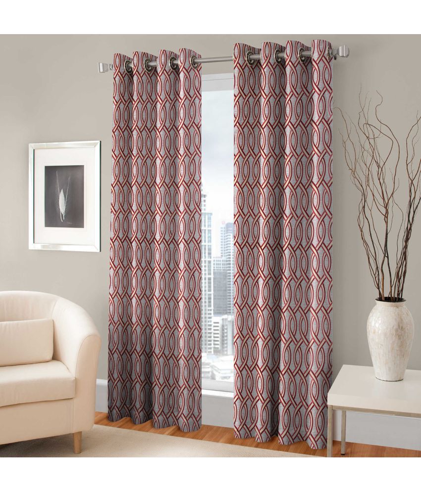 Fabaron Single Window Eyelet Curtains Floral Maroon - Buy ...