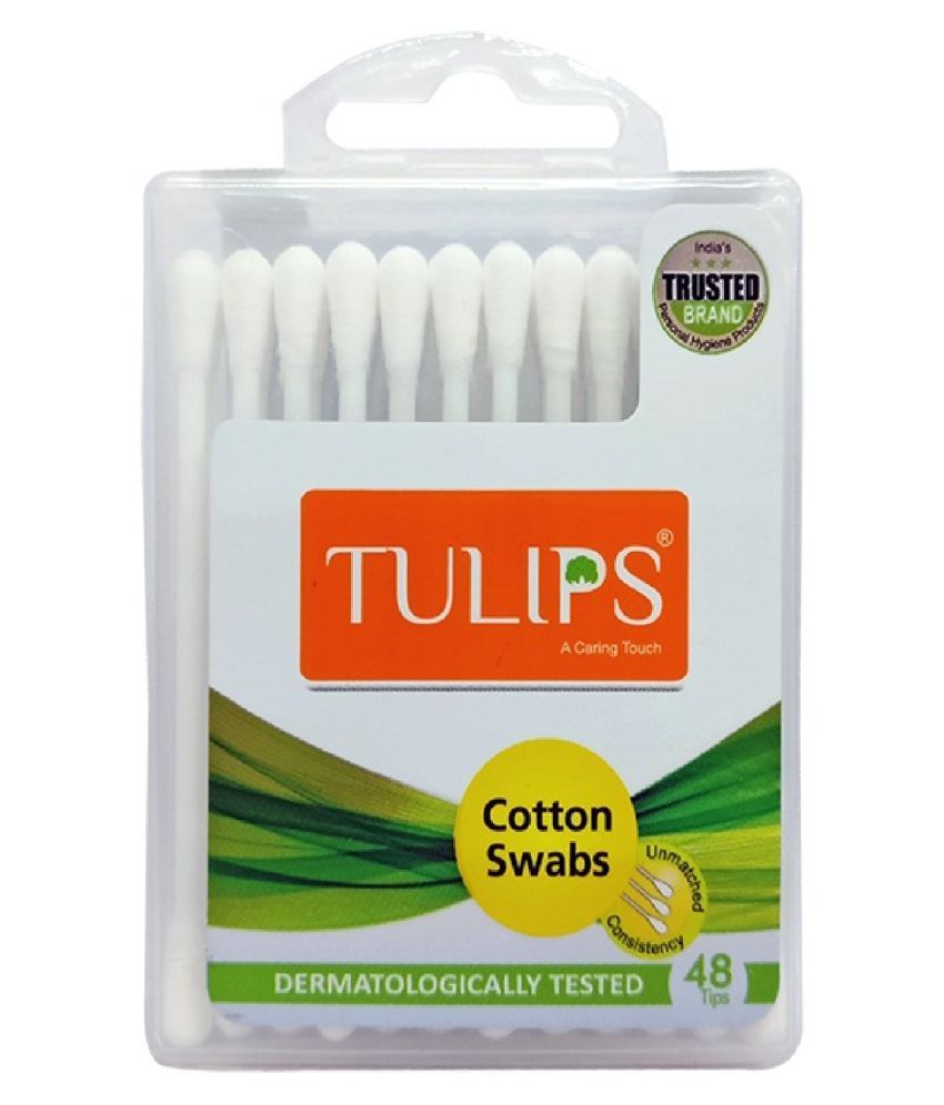 Tulips Travel Case Cotton Buds 48 Tips24 Stems in Each Pack (Pack of