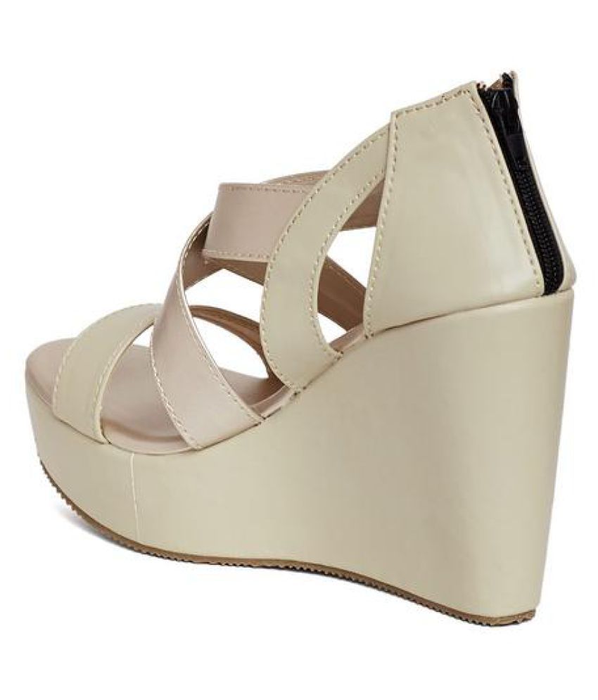 Marc Loire Cream Wedges Heels Price in India- Buy Marc Loire Cream ...