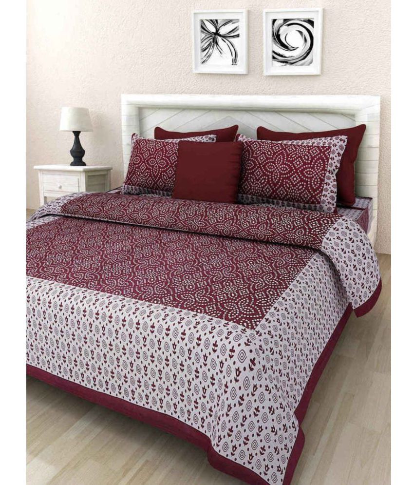 jaipuri bedsheet Cotton Double Bedsheet with 2 Pillow Covers Buy