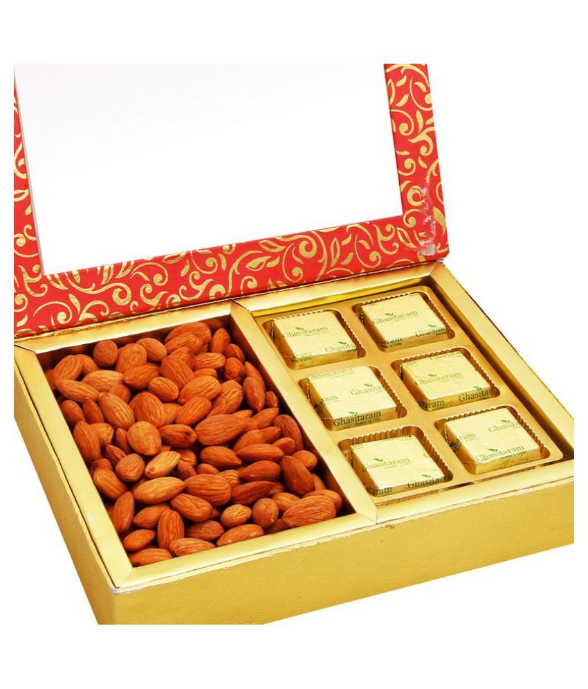Ghasitaram Gifts Diwali Hampers Regular Mixed Nuts Gift Box Pink 2 Part