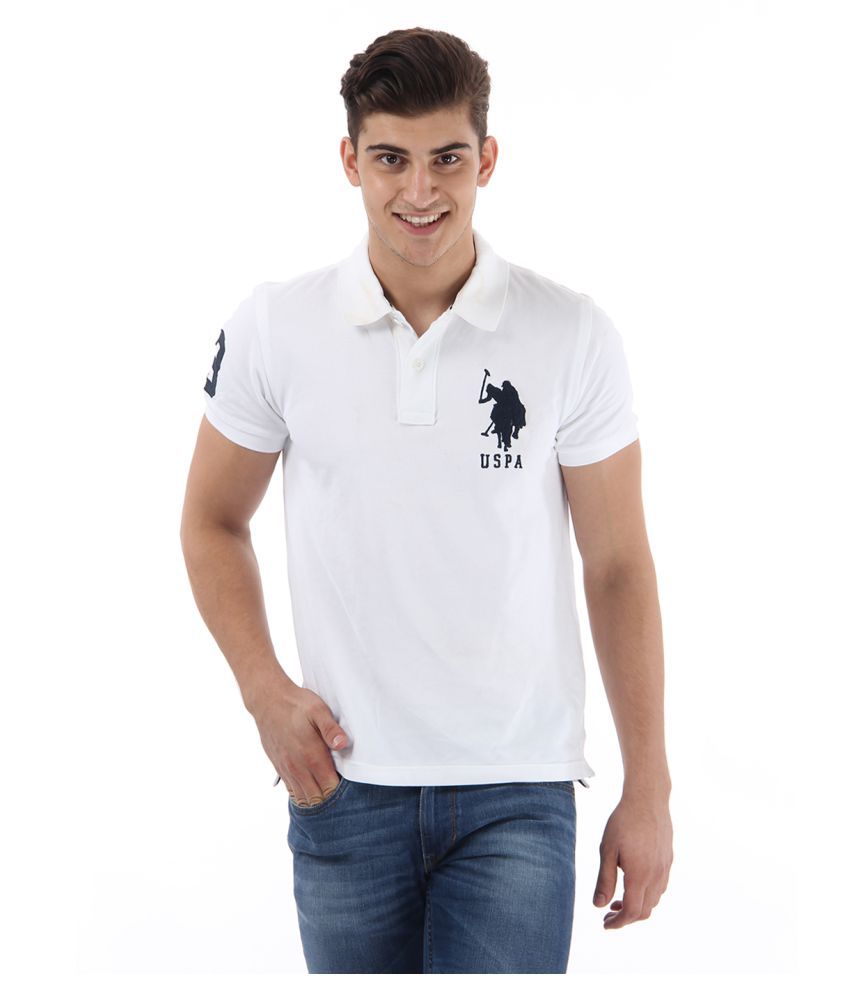 U.S. Polo Assn. White Slim Fit Polo T Shirt - Buy U.S. Polo Assn. White ...