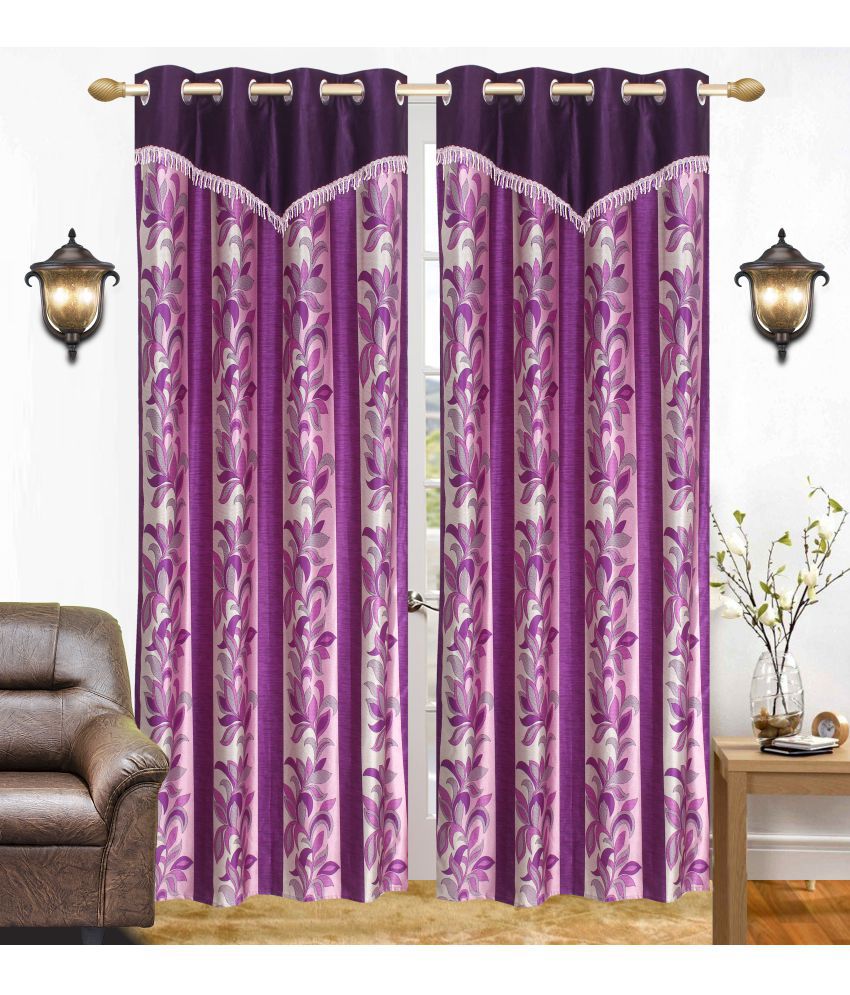     			Stella Creations Set of 2 Door Eyelet Curtains Abstract Purple