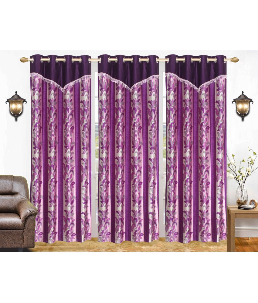     			Stella Creations Set of 3 Door Eyelet Curtains Abstract Purple