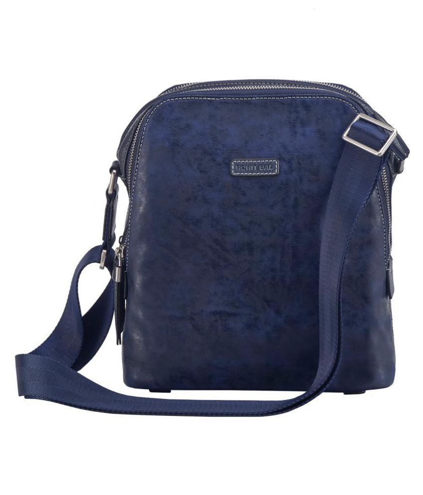 Rohit Bal Blue Leather Casual Messenger Bag Buy Rohit Bal Blue