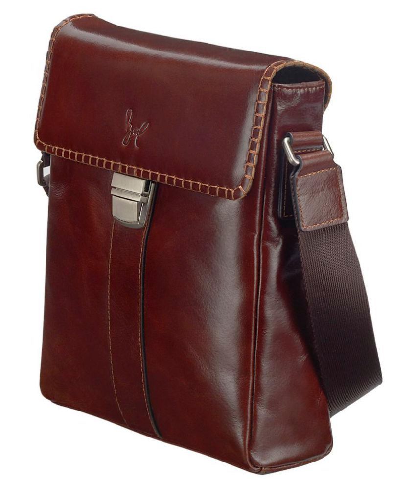 Rohit Bal Brown Leather Casual Messenger Bag Buy Rohit Bal Brown