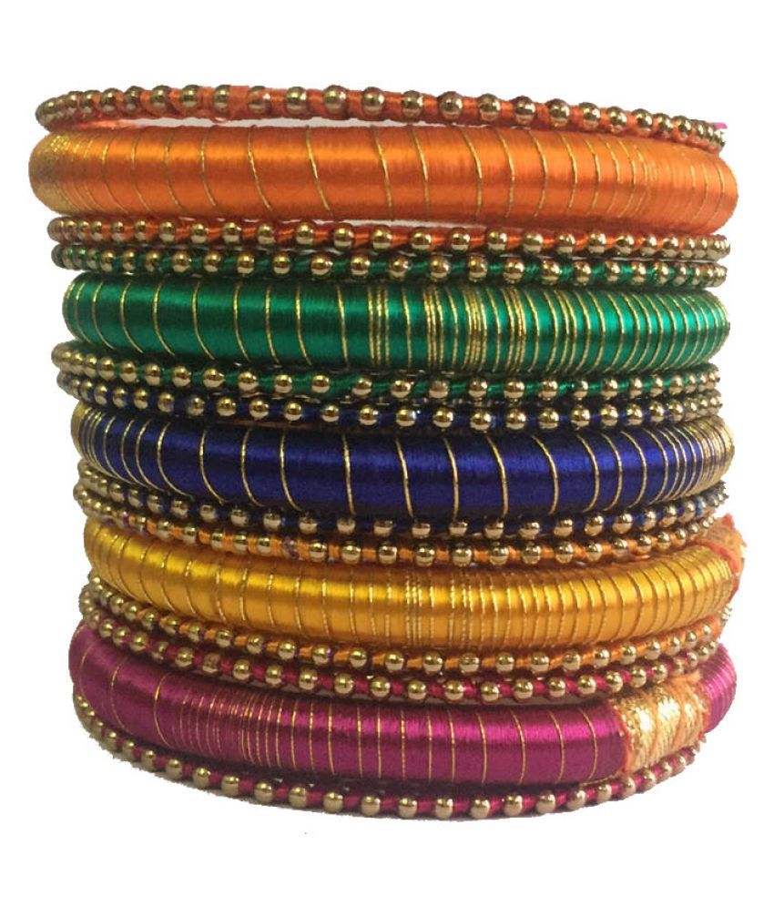 Handmade Beautiful Silk Dori Bangle Set: Buy Handmade Beautiful Silk 