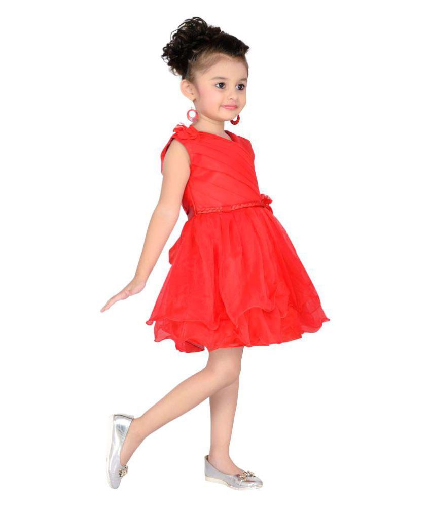 red silk frock design