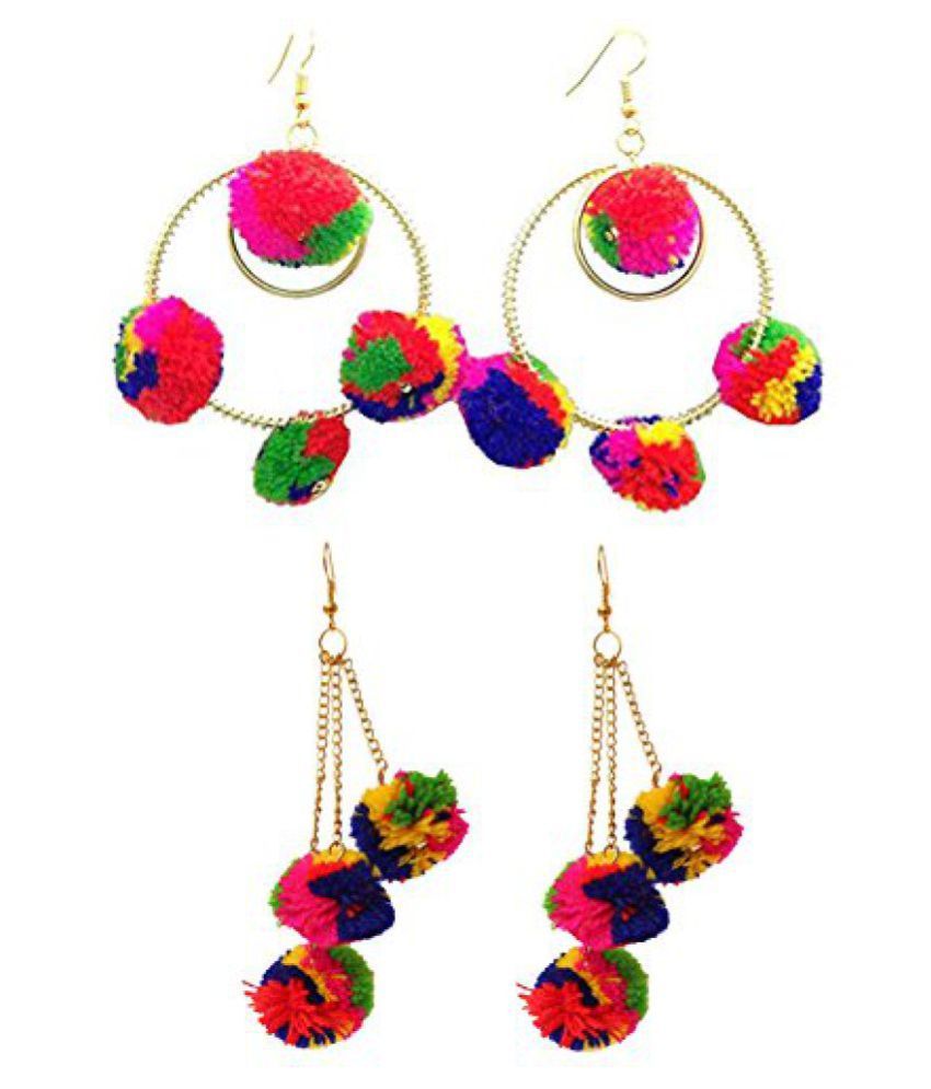     			YouBella Multicolor pearl combo Dangle & Drop earrings for Women