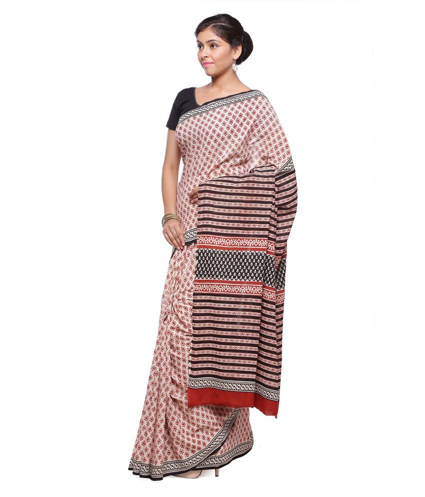 Rajasthani Sarees Grey and Beige Cotton Saree Buy Rajasthani Sarees