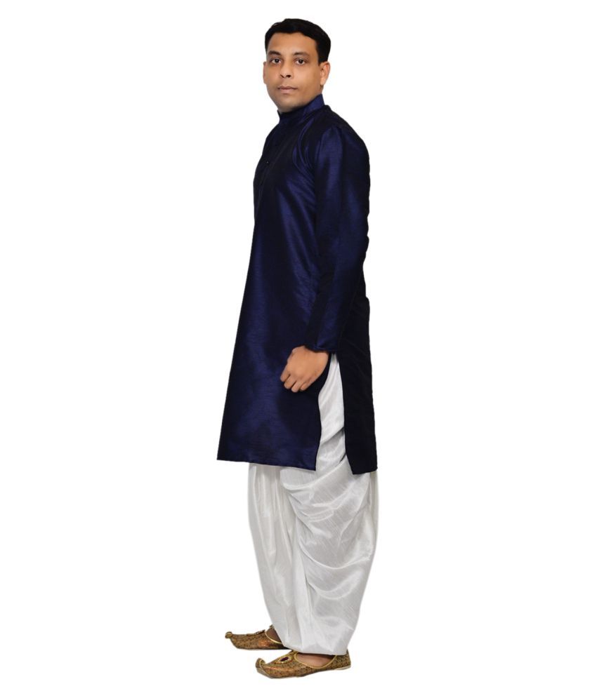 blue shirt and dhoti