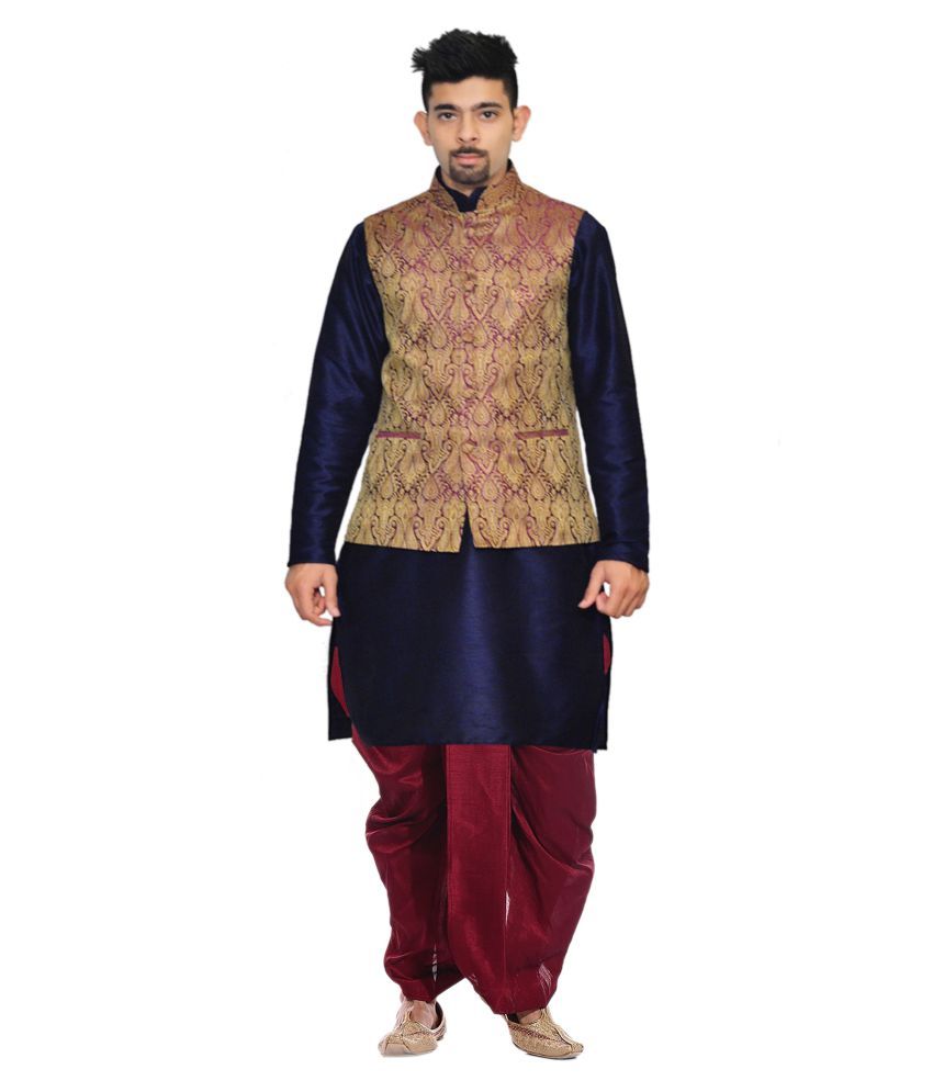 violet shirt with dhoti