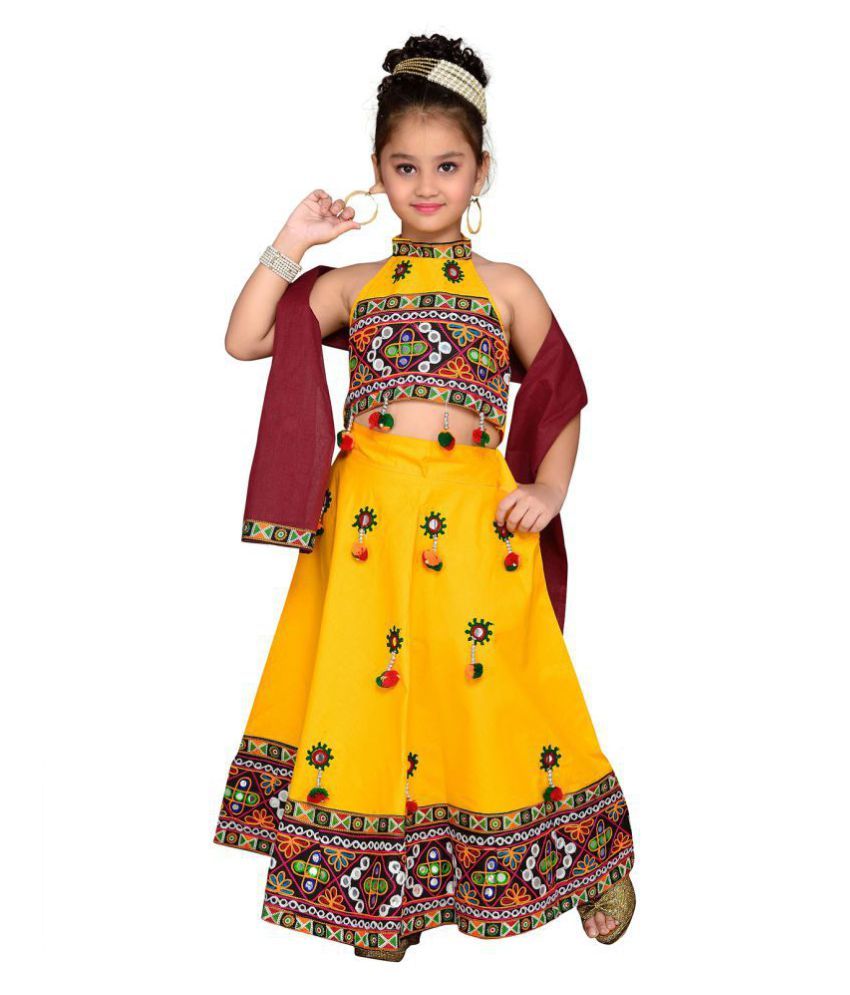 cotton yellow lehenga choli