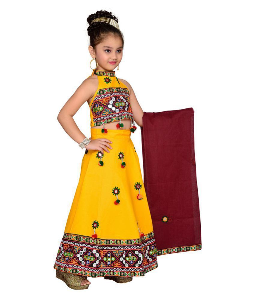 cotton yellow lehenga choli