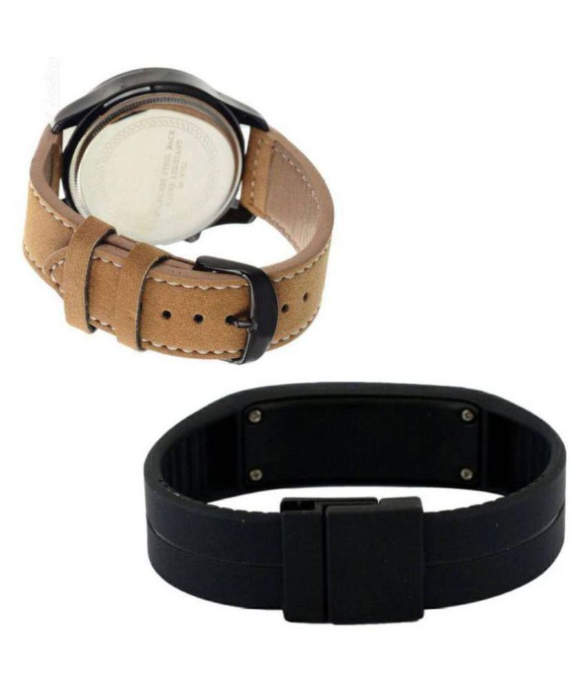 curren tan leather analog watch