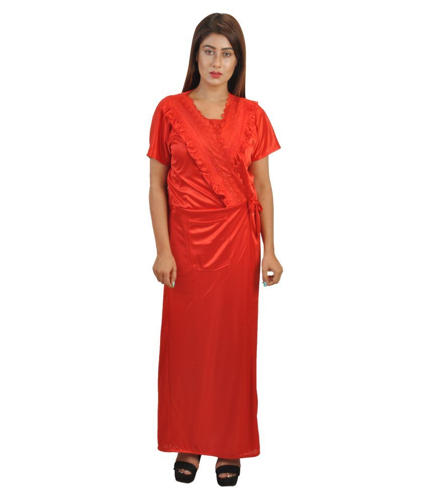     			PIYALI'S CREATION WOMEN'S Satin Nightsuit Sets - Red