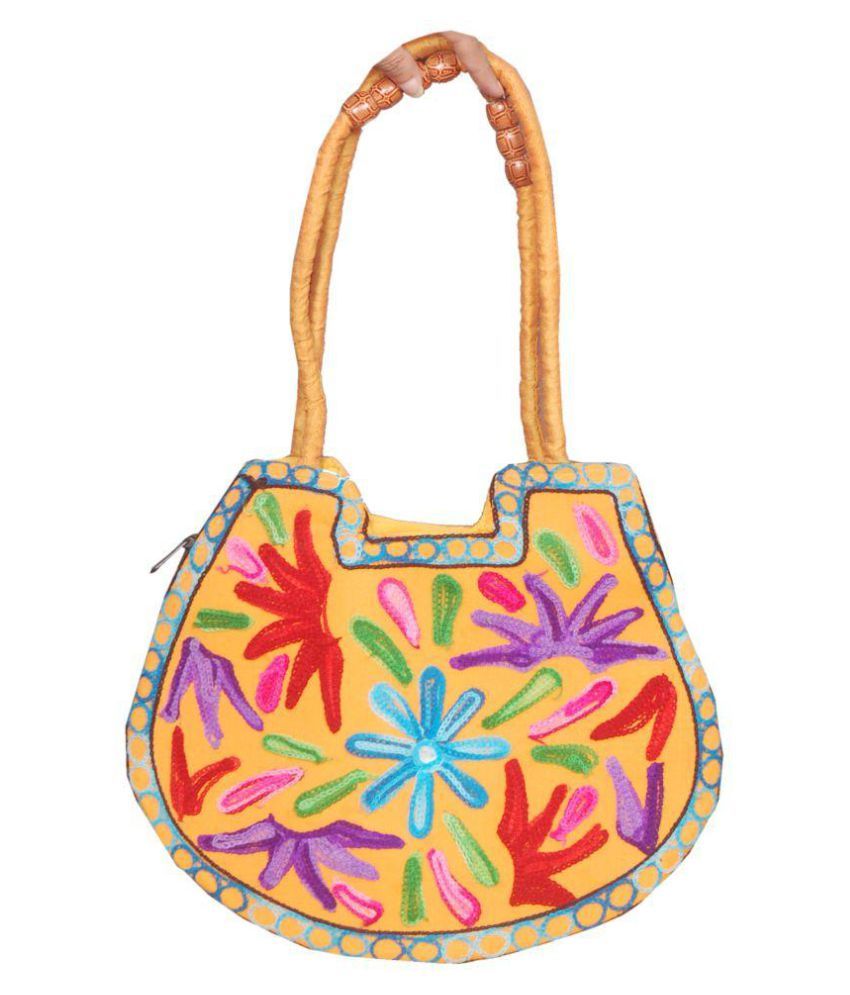 Shikha Creations Yellow Fabric Shoulder Bag - Buy Shikha Creations ...