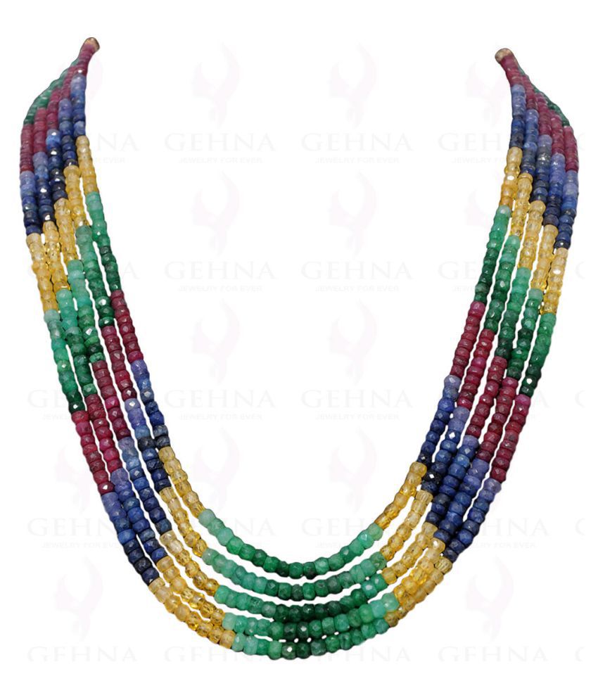 Details about   915.00 Cts Earth Mined 20 Inches Long Sapphire & Ruby Beads Necklace JK 06E245