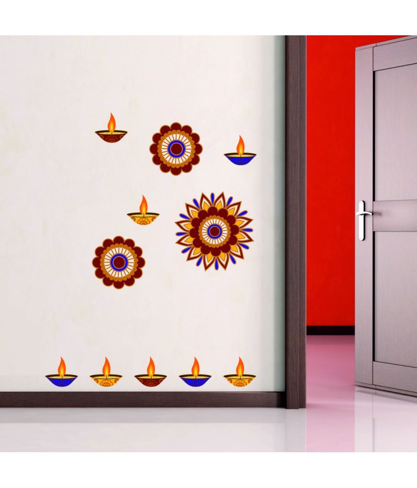 Asian Paints Wall Ons'Beautiful Pattern Diya'(30.48x50.80 cm) Vinyl