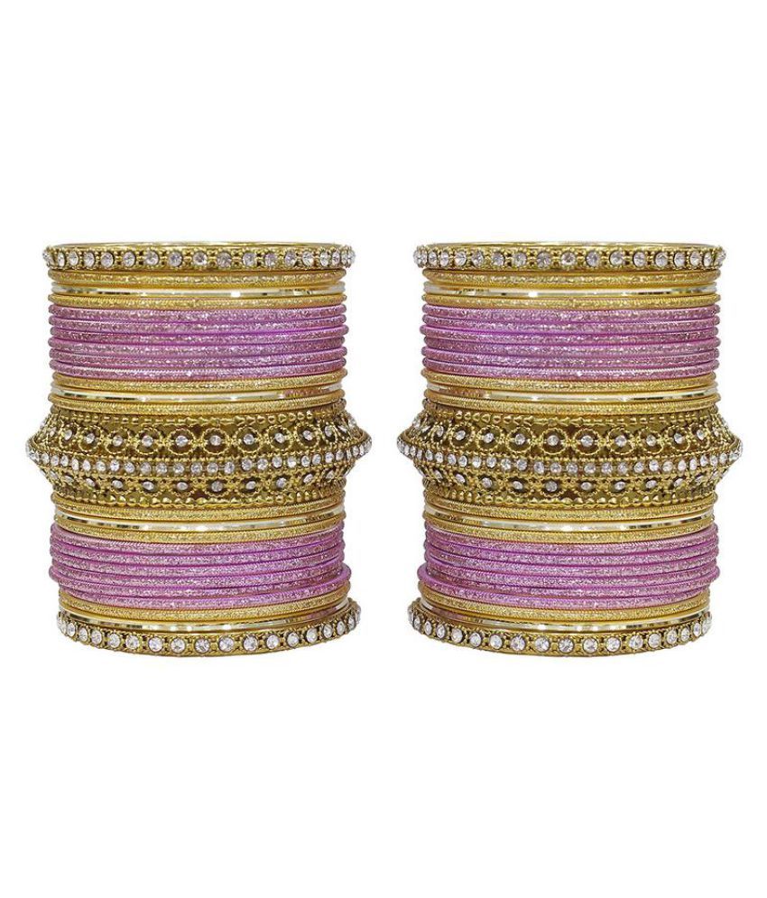 MUCH MORE Designer Pink Bangles Set with Crystal Stone Buy MUCH MORE