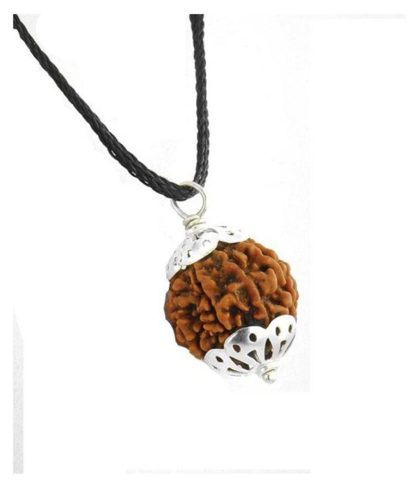     			Shivoham 4 Mukhi Rudraksha with Sliver Cap Black Silk Dori 4 Face Rudraksha