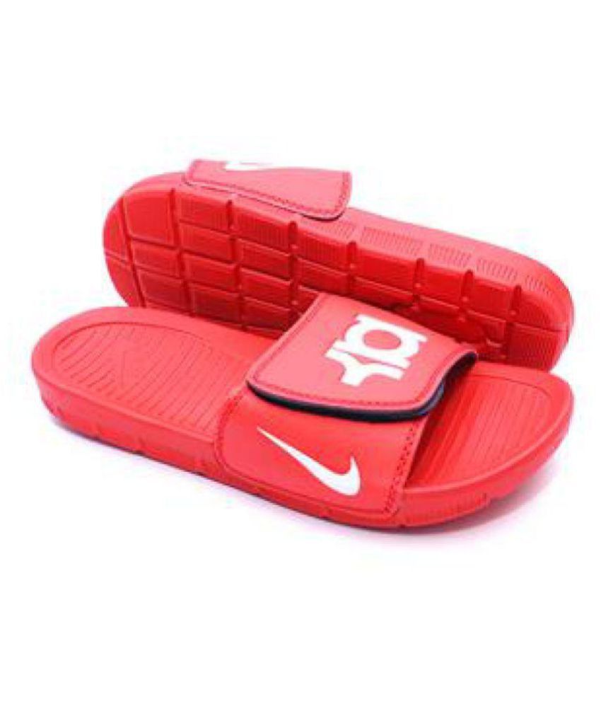 red and black nike flip flops