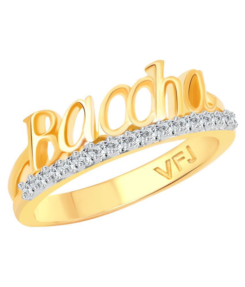     			Vighnaharta Romantic Word "BACCHA" CZ Gold and Rhodium Plated Alloy Ring for Women and Girls - [VFJ1262FRG10]