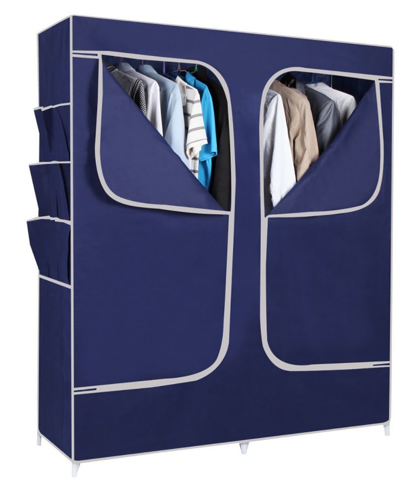 Everything Imported 5 Feet Navy Blue Folding Wardrobe Cupboard