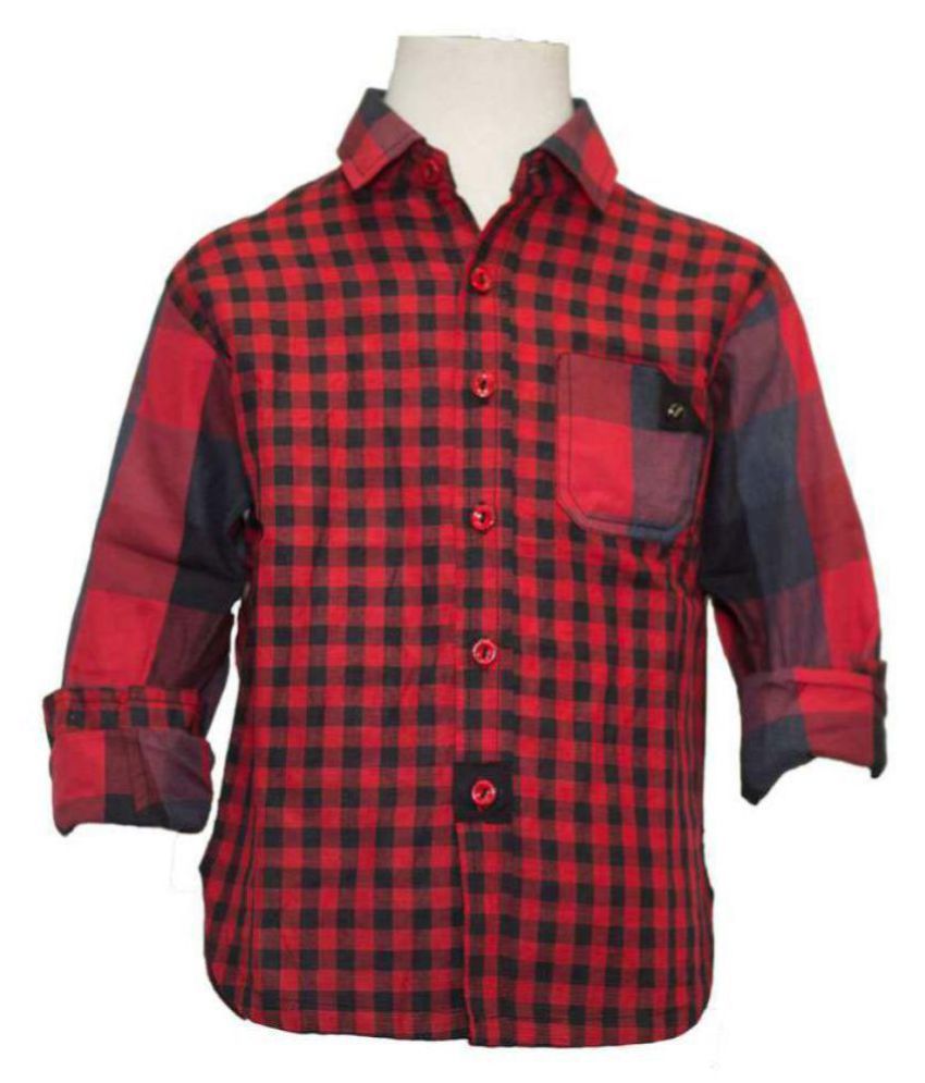    			Kooka Kids Boys Full Sleeves Regular Fit Checkered Shirt