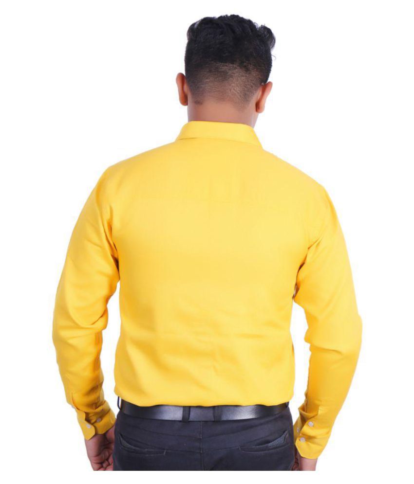 DOE Yellow Regular Fit Formal Shirt - Buy DOE Yellow Regular Fit Formal Shirt Online at Best 