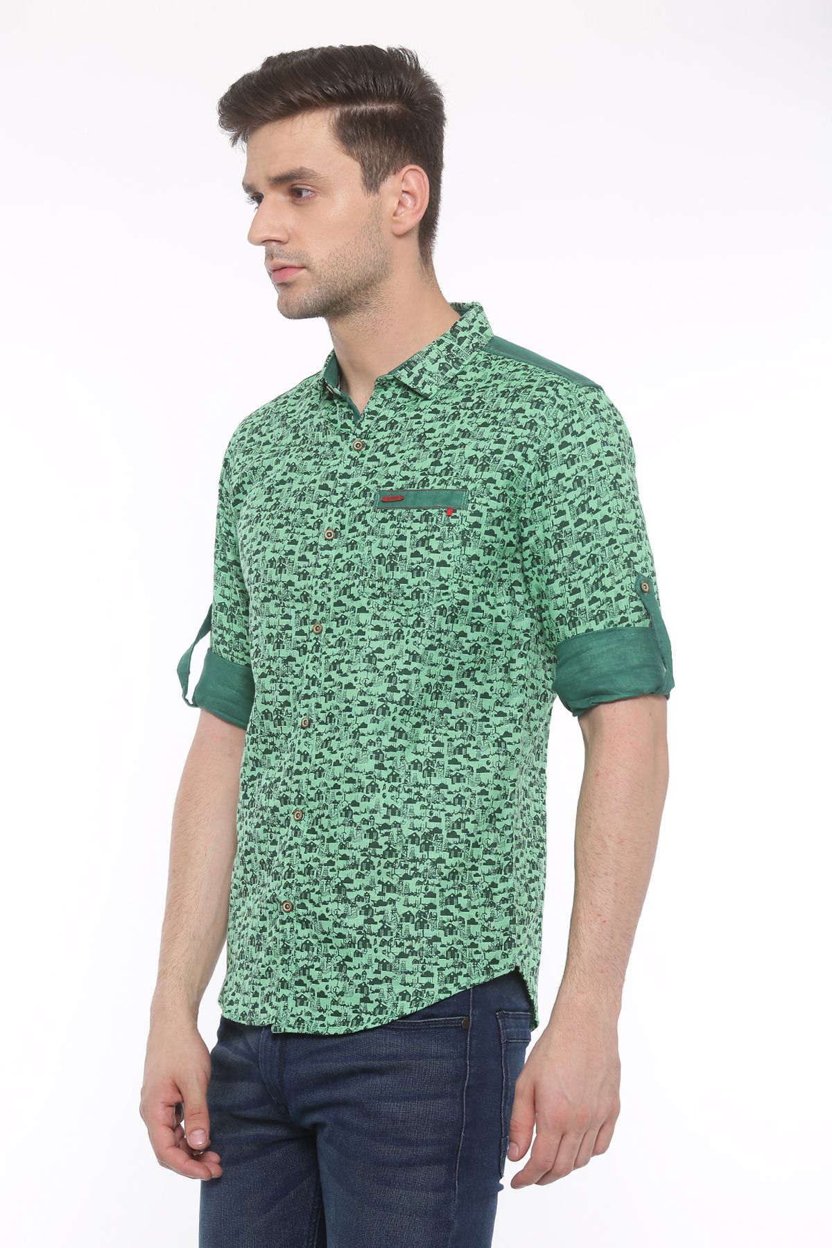 WITH Green Casual Slim Fit Shirt - Buy WITH Green Casual Slim Fit Shirt ...