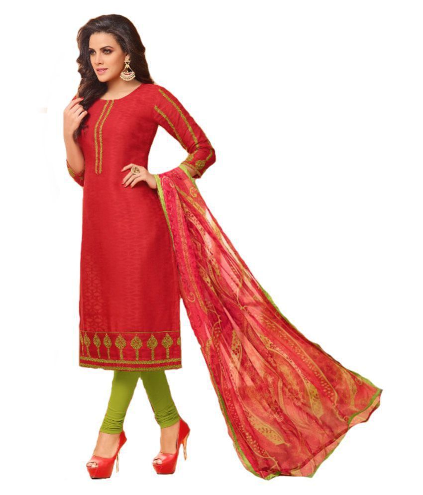 Shree Ganesh Retail Red Jacquard Dress Material Buy Shree Ganesh