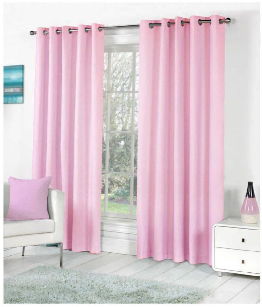     			Tanishka Fabs Solid Semi-Transparent Eyelet Curtain 5 ft ( Pack of 2 ) - Pink