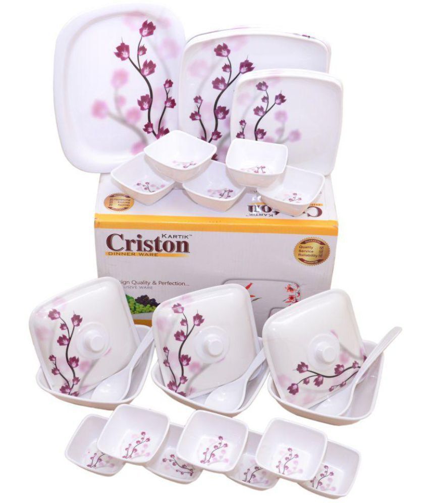 Kartik Ceramics Plastic Dinner Set of 34 Pieces Buy Online at Best