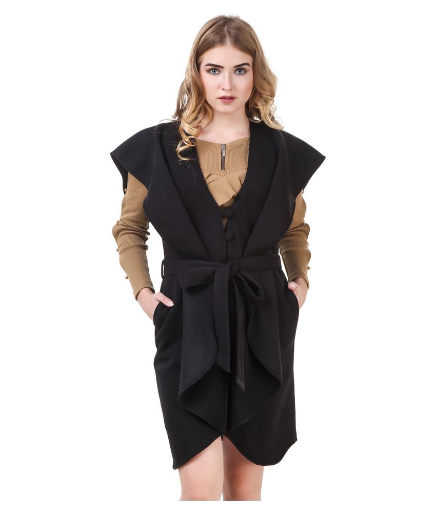black wrap coat with hood