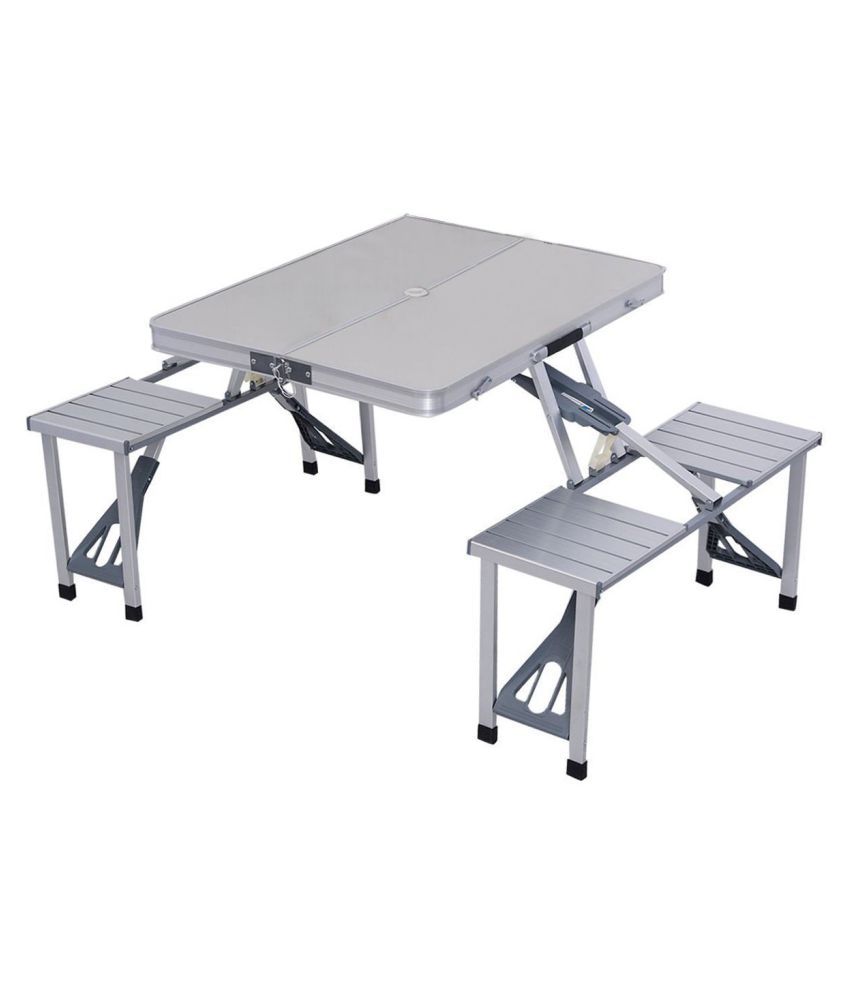 Iris Outdoor Aluminium Portable Folding Camping Picnic Table With 4 Seats