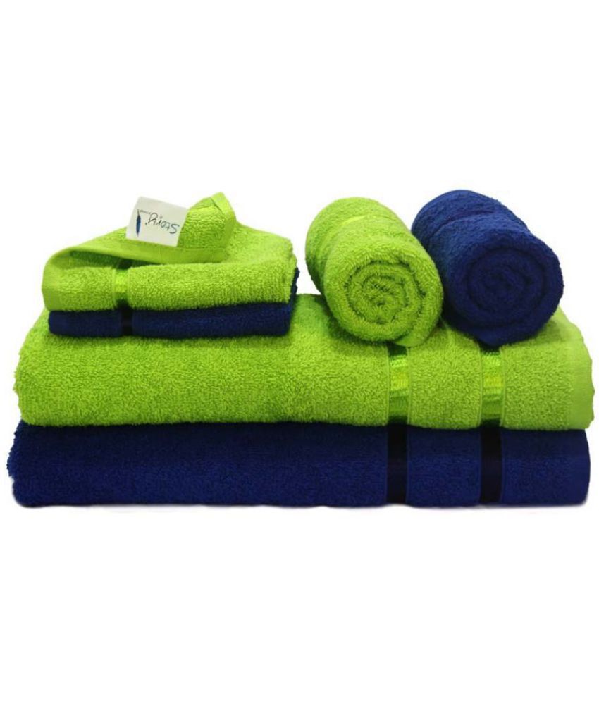     			Story@Home Set of 6 Woven Terry Bath + Hand + Face Towel Set (Multi Colour)
