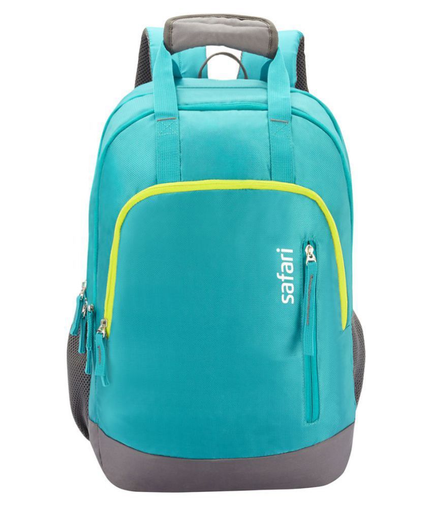 teal and black backpack