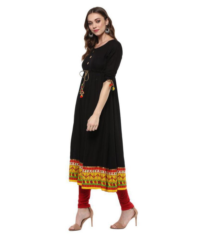 Rama Black Cotton Anarkali Kurti - Buy Rama Black Cotton Anarkali Kurti ...