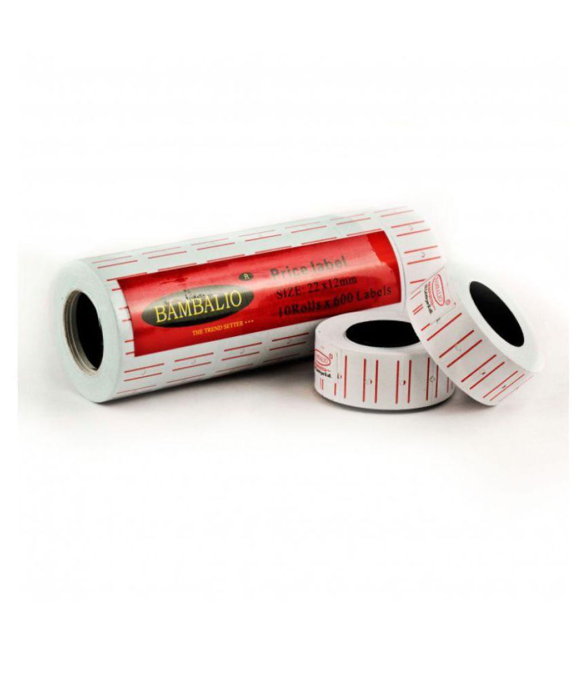     			Bambalio Single Line Price Label Roll (600 Labels per Roll, Packing: 60 Tubes per Carton, Color : White & Red)