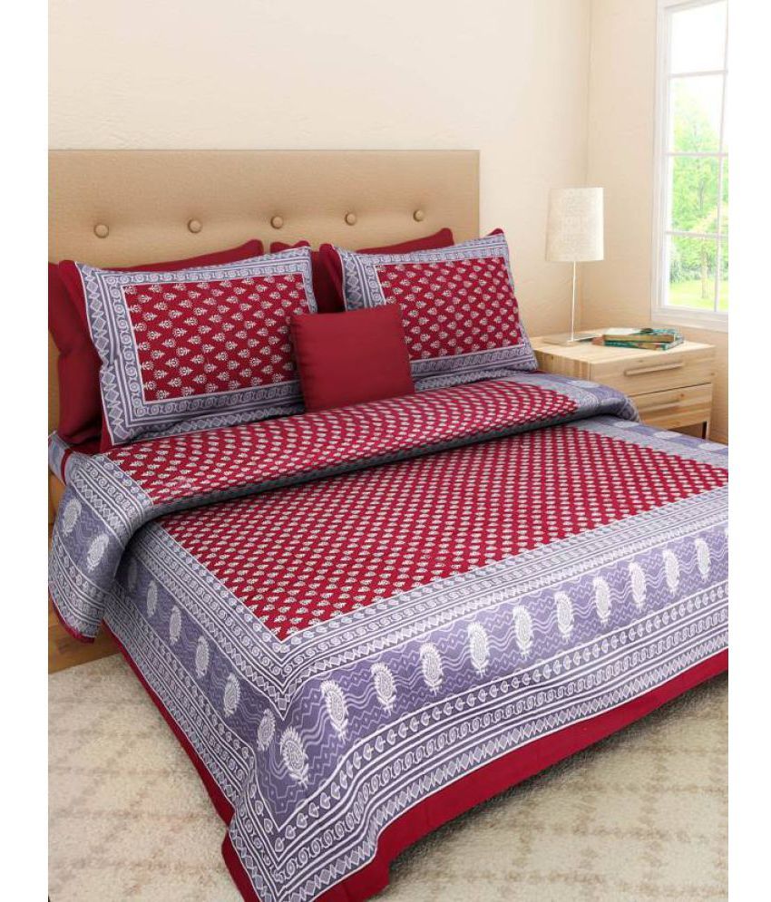 Rajasthani bedsheet Cotton Double Bedsheet with 2 Pillow Covers - Buy ...